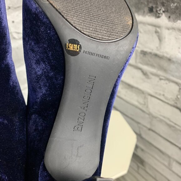 Enzo Angiolini Witchy Blue Velvet Peep Toe Strappy Ankle Boot - Picture 10 of 12